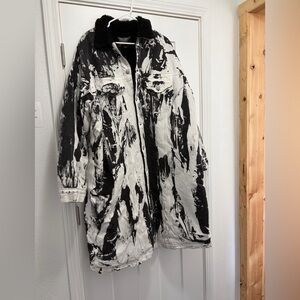 R13 Black and White Abstract Jean Jacket